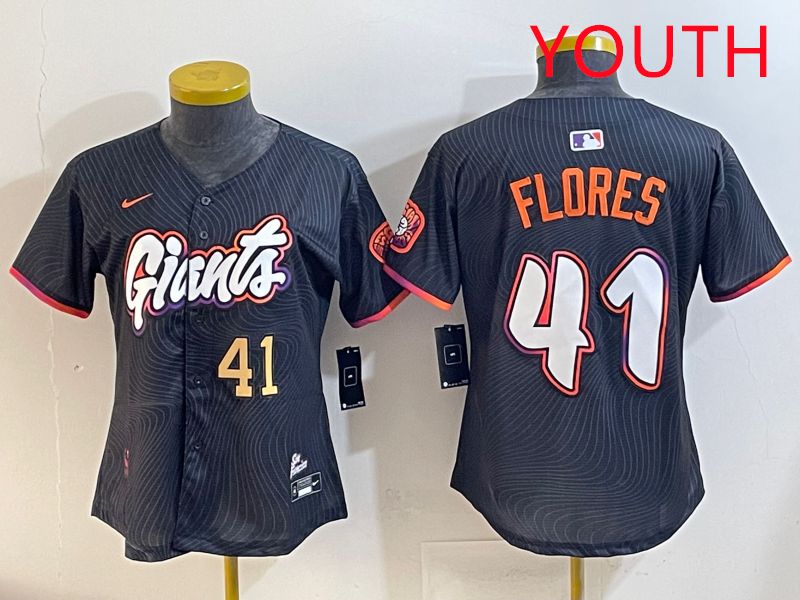 Youth San Francisco Giants #41 Flores Black Joint Name 2025 Nike MLB Jersey style 3->youth mlb jersey->Youth Jersey